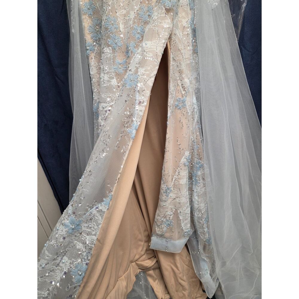 XO By Sophia Exclusive Light Sky Ice Blue Corset Long Prom Formal Dress Size 4 - Picture 9 of 16